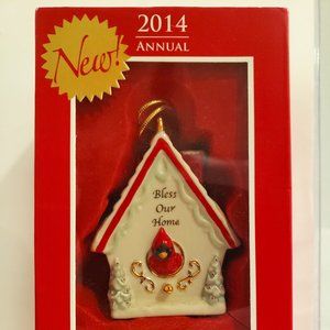 CHRISTMAS ORNAMENT by LENOX - "BLESS OUR HOME BIRDHOUSE" - AMERICAN BY DESIGN